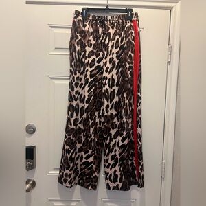 Animal Print Joggers with Bold Red Accent